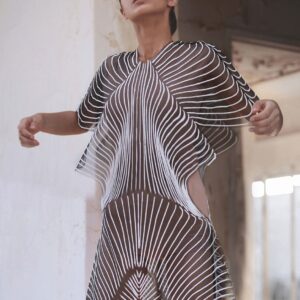 Mini dress with batwing sleeve